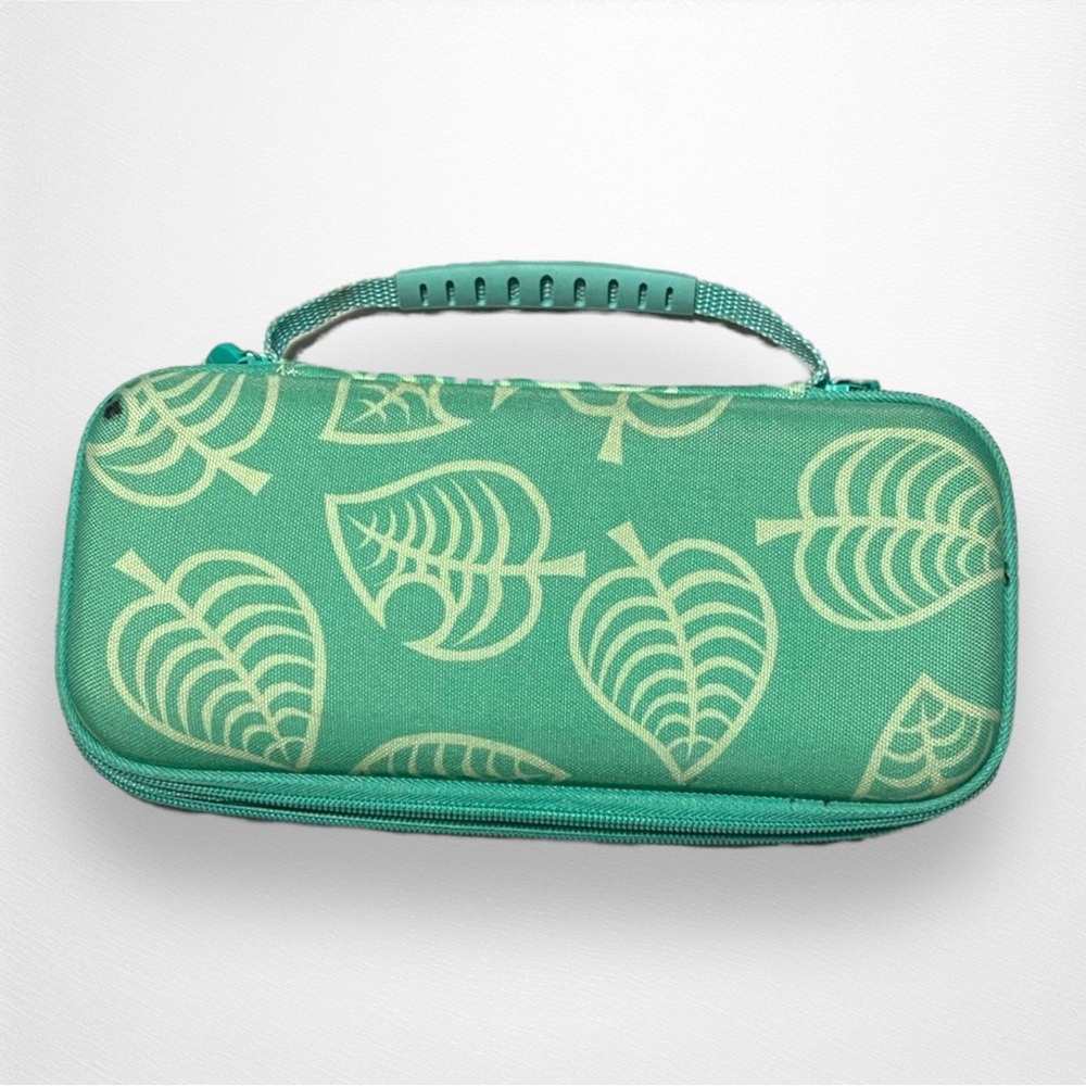 Animal Crossing Nintendo Switch Case Mint Green Blue Leaf with Zipper, Handle